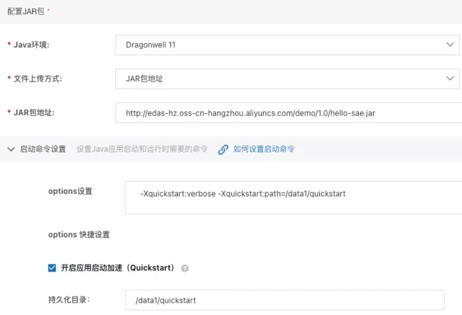 SAE Quickstart启动加速配置