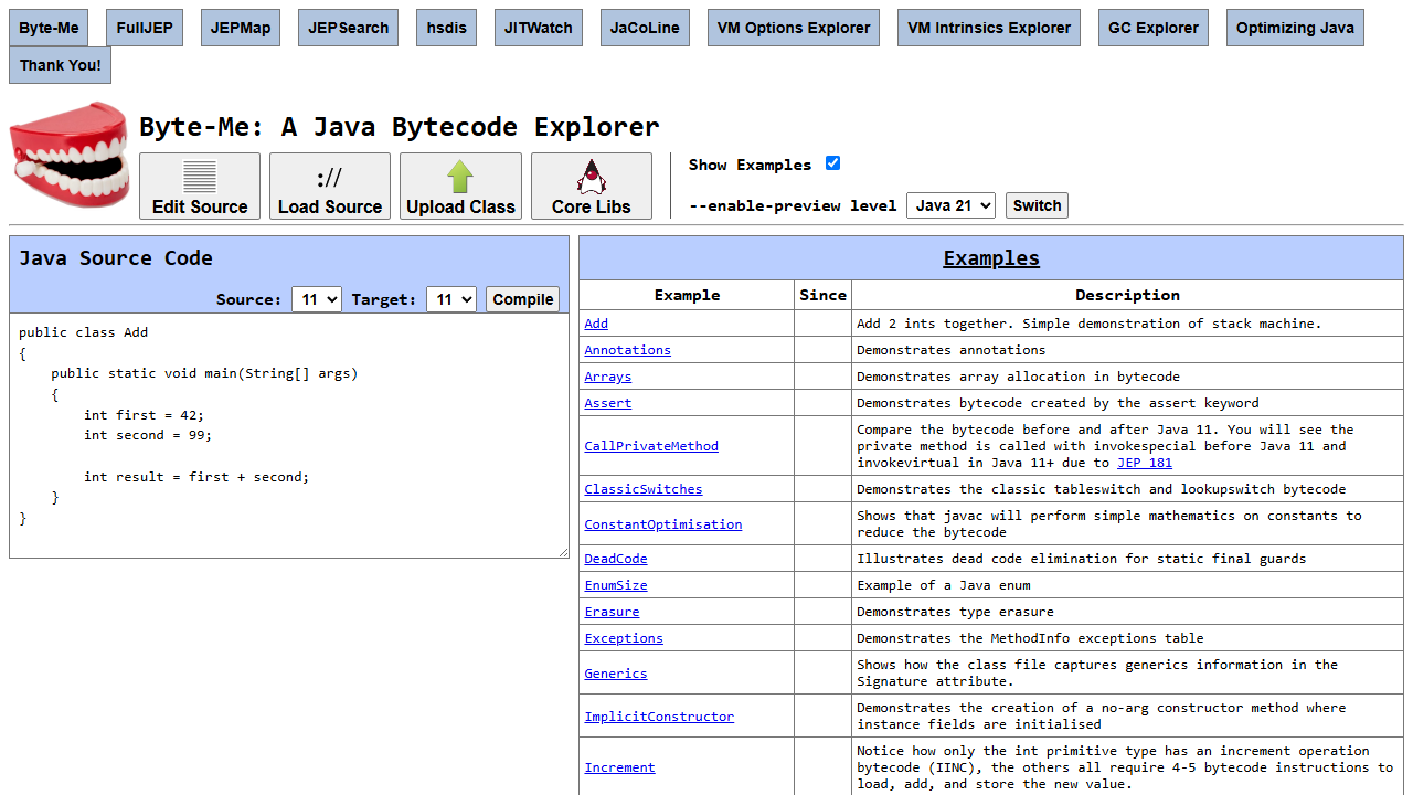 byte-me.dev 总入口(顶部 12 个按钮即整套工具的导航)